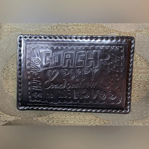 COACH Poppy Purse Bag Signature Cs Monogram Cream and Gold THREE Hang Tags GUC - Picture 8 of 16